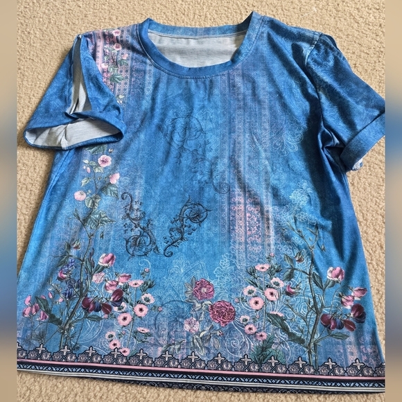 Tops - 🌈Floralcore Short Sleeve Scoop Neckline Tee Top